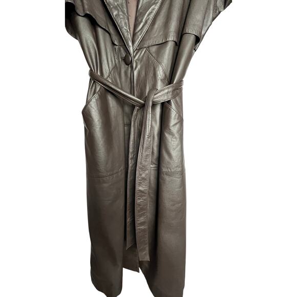 80's -90's Preston & York Brown Trench coat M - Picture 7 of 8